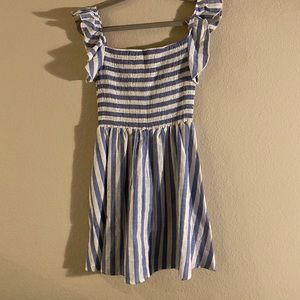 Striped ruffle sleeve dress